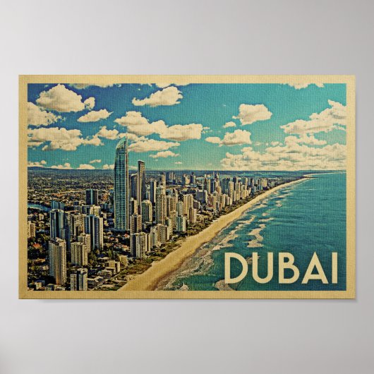 Dubai Poster Vintage Reisen Art (Vorne)