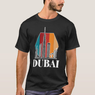 Dubai Retro Skyline Burj Khalifa Vereinigte Arabis T-Shirt