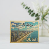 Dubai Save the Date Vintage Postkarten (Stehend Vorderseite)