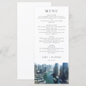 Dubai-Skyline-Aquarell-Elegante Hochzeit Menükarte (Vorne/Hinten)