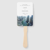 Dubai-Skyline-Aquarell-Hochzeitsprogramm Fächer (Vorderseite)