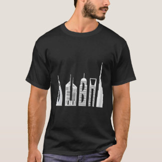 Dubai Skyline Bekannte Gebäude Typografie T-Shirt