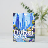 Dubai Skyline Card, Modern City Landmarks Postkarte (Stehend Vorderseite)