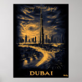 Dubai Skyline - Charcoal Monochrome Art - Urban Poster (Vorne)