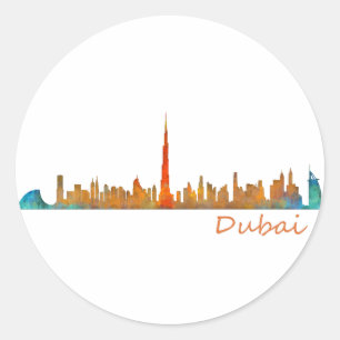 Dubai Skyline Cityscape v1 Runder Aufkleber