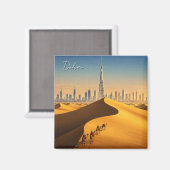 Dubai Skyline Desert Camels Travel Magnet (Vorderseite/Rückseite)
