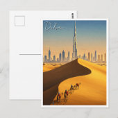 Dubai Skyline Desert Camels Travel Postkarte (Vorne/Hinten)