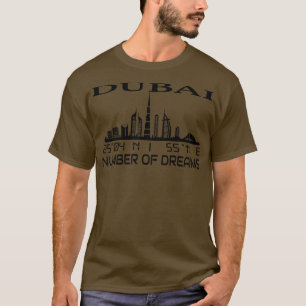 Dubai Skyline GPS koordiniert Hauptstadt Uae 3 T-Shirt