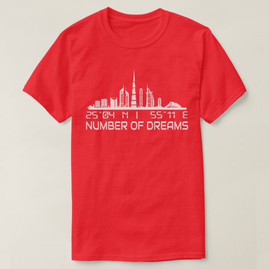 Dubai Skyline GPS koordiniert Hauptstadt Uae T-Shirt (Design vorne)
