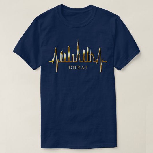 Dubai Skyline Heartbeat Burj Khalifa UAE Fan I Lov T-Shirt (Design vorne)
