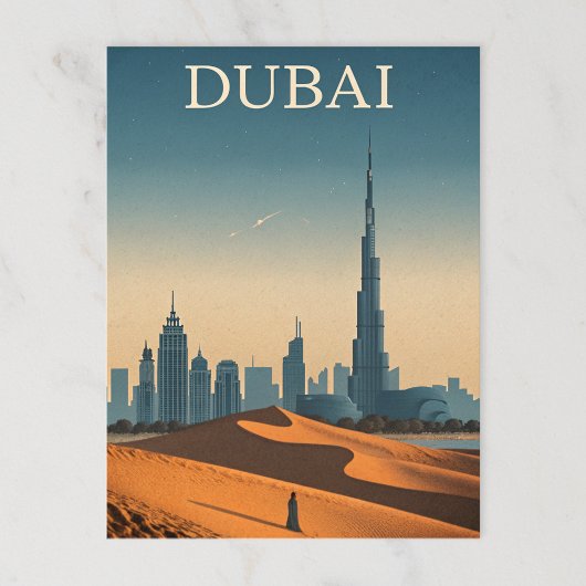 Dubai Skyline im modernen Vintagen Look Postkarte