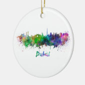 Dubai skyline im Watercolor Keramik Ornament (Links)