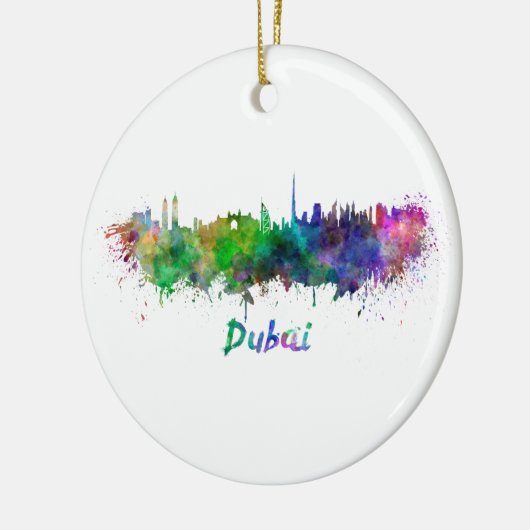 Dubai skyline im Watercolor Keramik Ornament (Links)