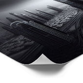 Dubai Skyline Majesty - Burj Khalifa in Monochrome Poster (Ecke)