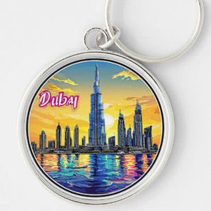 Dubai Skyline mit Ikonischen Wolkenkratzern Schlüsselanhänger