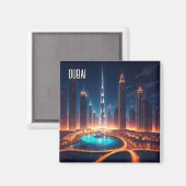 Dubai Skyline Night Travel Magnet (Vorderseite/Rückseite)