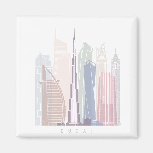 DUBAI SKYLINE POSTER PASTEL MAGNET (Vorne)