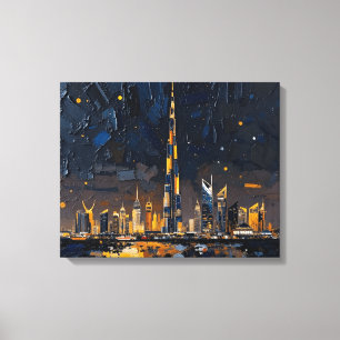 Dubai Skyline Premium Wrapped Canvas   Moderne Sta Leinwanddruck