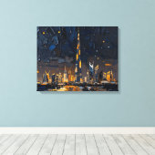 Dubai Skyline Premium Wrapped Canvas | Moderne Sta Leinwanddruck (Insitu (Holzboden))