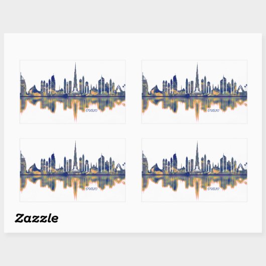 Dubai Skyline Rechteckiger Aufkleber (Blatt)