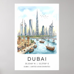 Dubai-Skyline-Wandkunst Moderne Stadtlandschaft -  Poster