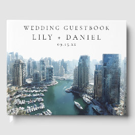 Dubai Skyline Watercolor Wedding Gästebuch
