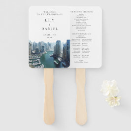 Dubai Skyline Watercolor Wedding Program Fächer