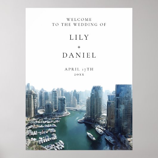 Dubai Skyline Wedding Welcome Sign Poster (Vorne)