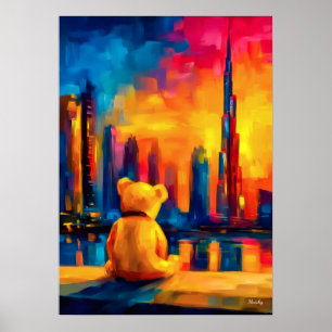 Dubai Teddy Fauvist Sonnenuntergang Skyline Druck Poster