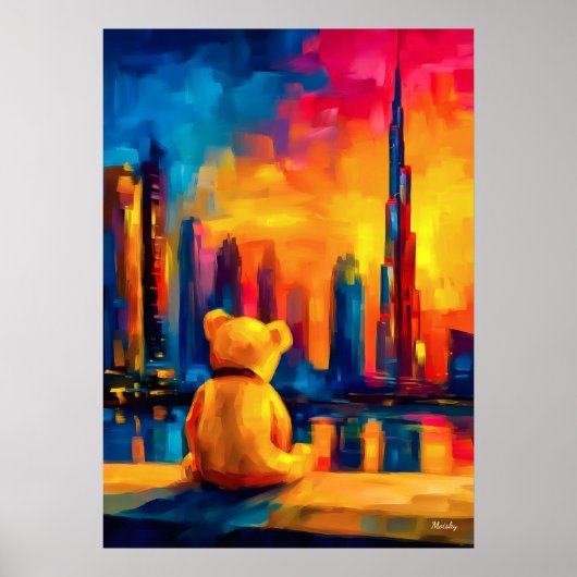 Dubai Teddy Fauvist Sunset Skyline Print Poster (Vorne)