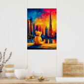 Dubai Teddy Fauvist Sunset Skyline Print Poster (Küche)