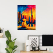 Dubai Teddy Fauvist Sunset Skyline Print Poster (Heimbüro)