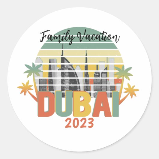 Dubai Travel Tourist Vacation Group Runder Aufkleber (Vorderseite)