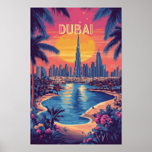 Dubai UAE Art Vintag Illustration Travel Poster (Vorne)