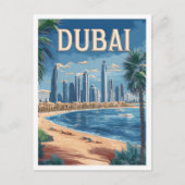 Dubai UAE Art Vintage Illustration Travel Postkarte (Vorderseite)