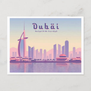 Dubai UAE Burj Khalifa Pastel Travel Design Postkarte