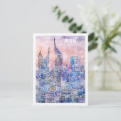 Dubai UAE Famous Travel Place Watercolor Postkarte (Stehend Vorderseite)