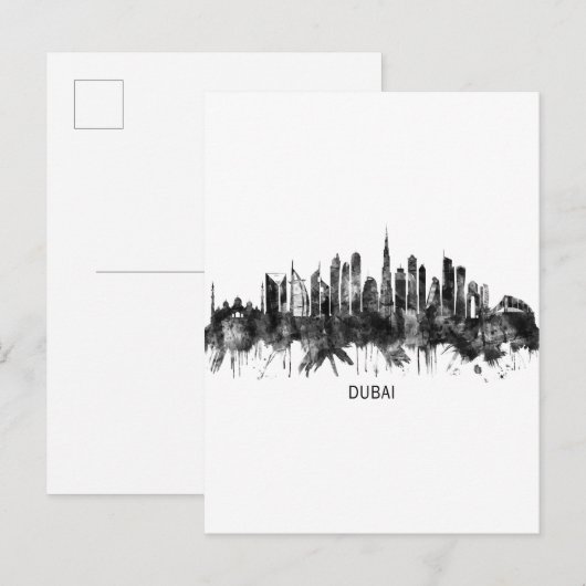 Dubai UAE Skyline BW Einladungspostkarte (Vorne/Hinten)