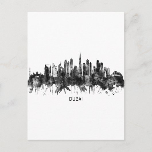 Dubai UAE Skyline BW Einladungspostkarte (Vorderseite)
