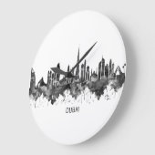 Dubai UAE Skyline BW Große Wanduhr (Winkel)