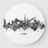 Dubai UAE Skyline BW Große Wanduhr (Vorderseite)