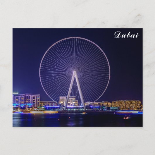 Dubai UAE United Arab Emirates Ferris Wheel Night Postkarte (Vorderseite)