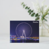 Dubai UAE United Arab Emirates Ferris Wheel Night Postkarte (Stehend Vorderseite)