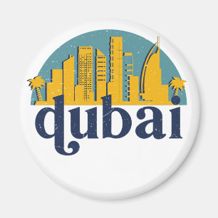 Dubai UAE Vintag Retro City Skyline City Art Magnet