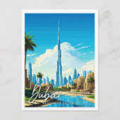 Dubai UAE Vintage Reise Illustration Postkarte (Vorderseite)