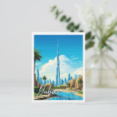 Dubai UAE Vintage Reise Illustration Postkarte (Stehend Vorderseite)