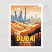 Dubai UAE Vintage Reise Illustration Postkarte (Vorderseite)