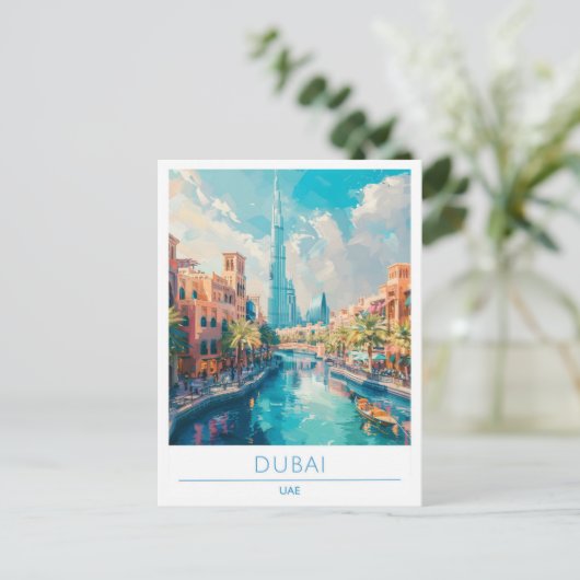 Dubai UAE Vintage Travel Postkarte (Stehend Vorderseite)