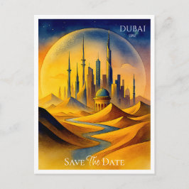 Dubai UAE Watercolor Save the Date Postcard Postkarte