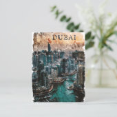 Dubai UAE Watercolor Skyline Postkarte (Stehend Vorderseite)